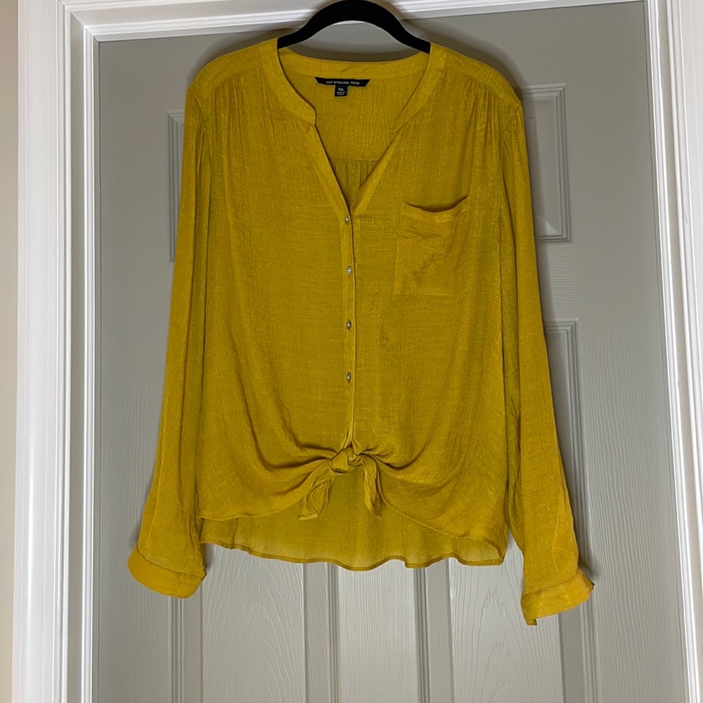 ZAC & RACHEL Women’s Petite Top Front Tie Yellow Size XLP
